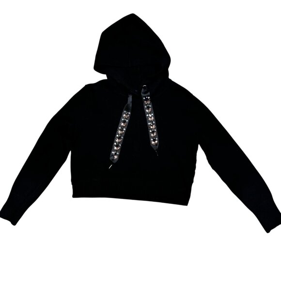 Zara Knit Hoodie Medium Women Gemstone Sparkle Black Soft - Picture 1 of 5